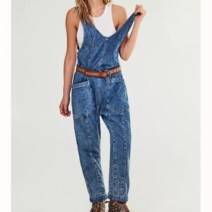 New Free People High Roller Jumpsuit Onesie One Piece We The Free Blue